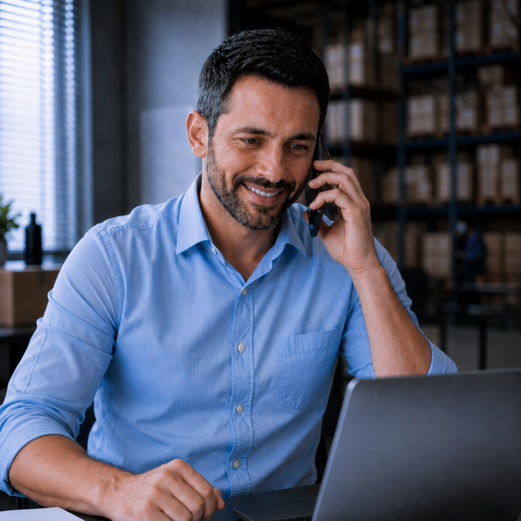 Cliente ao telefone com o gerente da bpo digital